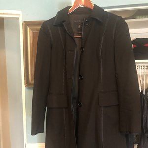 Banana Republic Long Black Cotton Button up Coat